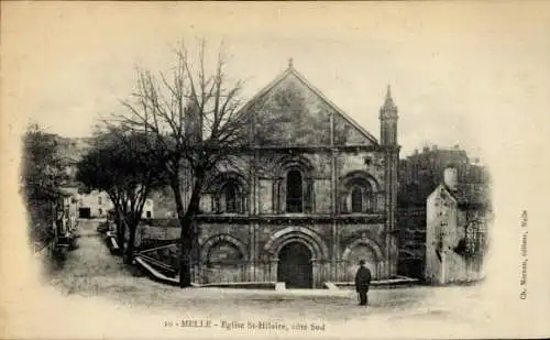 Ak Melle Deux Sèvres, Eglise St-Hilaire, cote Sud