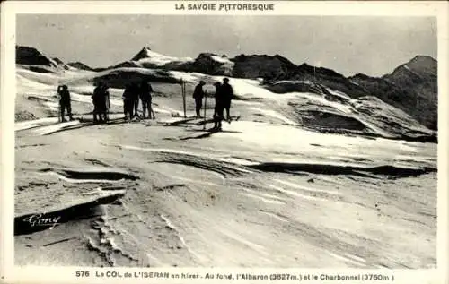 Ak Le Col de L'Iseran Savoie, Au fond, l'Albaron, la Charbonnel