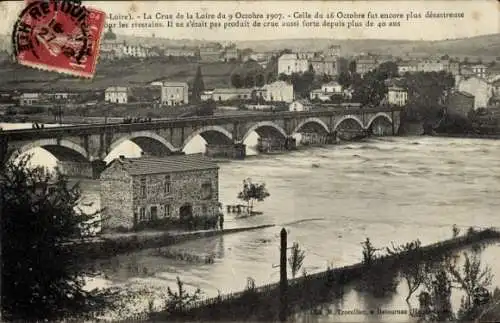 Ak Haute-Loire, Brücke, La Crue de la Loire du 9 Octobre 1907