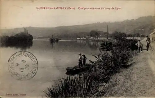 Ak Saint Pierre du Vauvray Eure, Quelques amateurs du coup de ligne