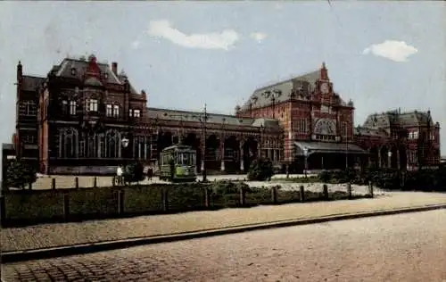 Ak Groningen Niederlande, Bahnhof