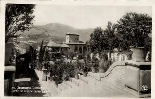 AK Granada Andalusien Spanien, Alhambra, Jardin de la Torre de las Damas