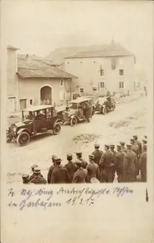 Foto Ak Barbas Meurthe et Moselle, König Friedrich August III. von Sachsen beim Truppenbesuch, 1917