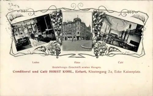 Ak Erfurt in Thüringen, Konditorei und Cafe, Klostergang 2a, Ecke Kaiserplatz, Innenansicht