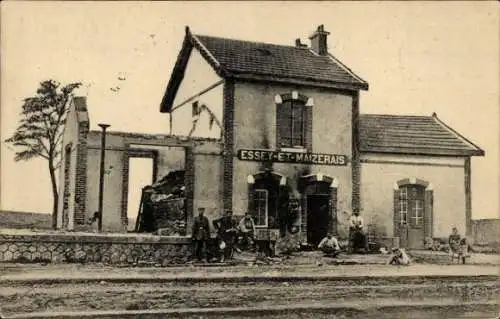 Ak Essey et Maizerais Meurthe et Moselle, Deutsche Soldaten am Bahnhof, Kriegszerstörungen, I WK