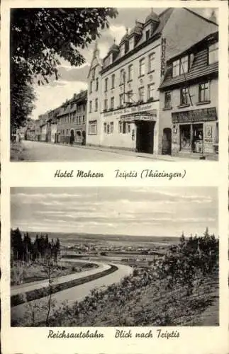 Ak Triptis in Thüringen, Hotel Mohren, Inh. Otto Daßler, Reichsautobahn, Panorama