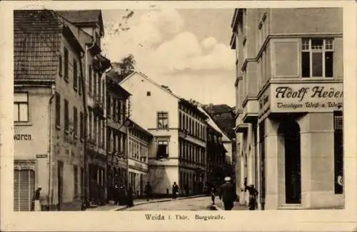 Ak Weida in Thüringen, Burgstraße, Geschäft Adolf Hede...