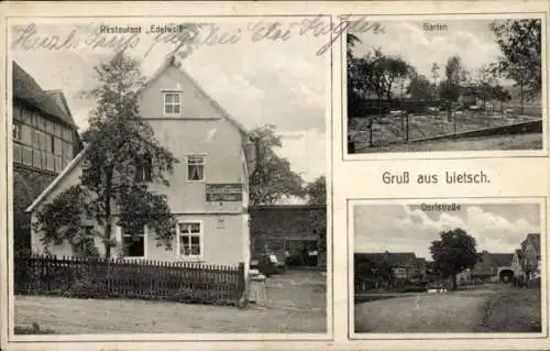 Ak Lietzsch Gera Thüringen, Restaurant Edelweiß, Garten, Dorfstraße