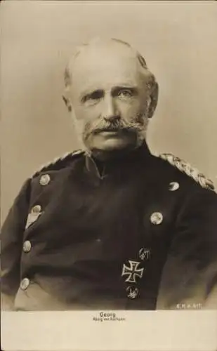 Ak König Georg I. von Sachsen, Portrait in Uniform, EK