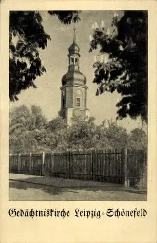 Ak Leipzig Schönefeld, Blick hin zur Gedächtniskirche