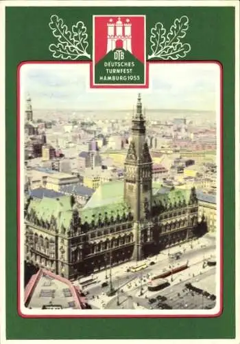 Passepartout Ak Hamburg Mitte Altstadt, Deutsches Turnfest 1953, Rathaus