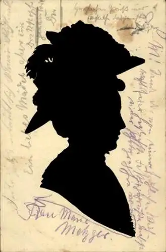 Scherenschnitt Ak Profil einer Frau