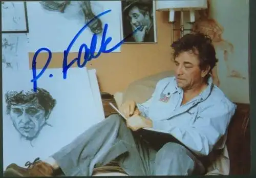 Foto Schauspieler Peter Falk, Colombo, Autogramm