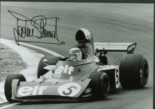 Foto Rennfahrer Jackie Stewart, Rennwagen, Autogramm