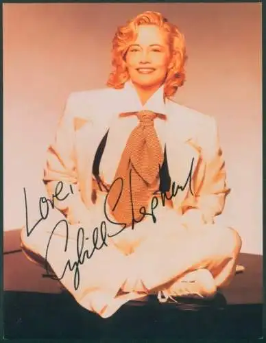 Foto Schauspielerin Cybill Shepherd, Portrait, Autogramm