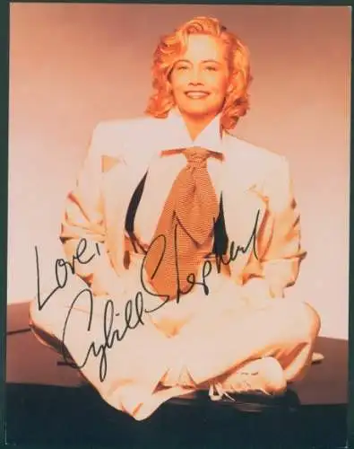 Foto Schauspielerin Cybill Shepherd, Portrait, Autogramm