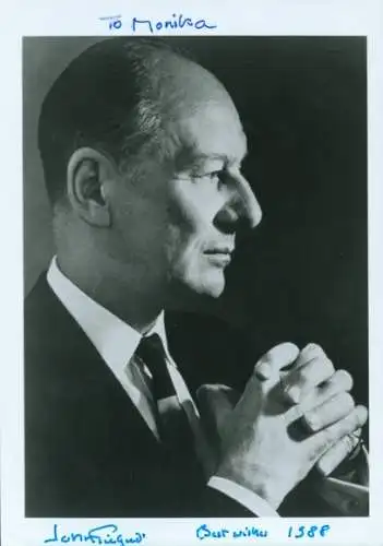 Foto Schauspieler John Gielgud, Portrait, Autogramm