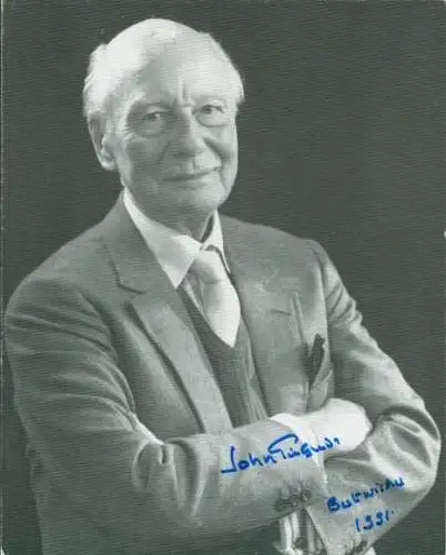 Foto Schauspieler John Gielgud, Portrait, Autogramm