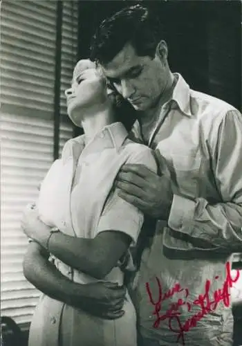 Foto Schauspielerin Janet Leigh, Filmszene, Autogramm