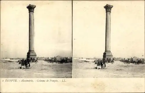 Stereo Ak Alexandria Ägypten, Pompeiussäule