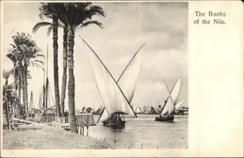 Ak Djibouti Dschibuti, Die Ufer des Nils, Segelboote