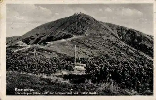 Ak Karpacz Krummhübel Schlesien, Dom Śląski, Schlesierhaus, Schneekoppe, Riesenbaude