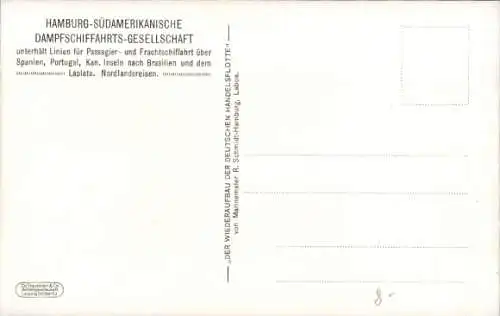 Künstler Ak Schmidt, R., Dampfer der HSDG, Hamburg Südamerikanische Dampfschifffahrtsgesellschaft