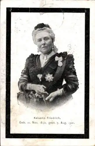 Ak Kaiserin Friedrich, Victoria von Großbritannien und Irland, 1840 - 1901, Trauerkarte