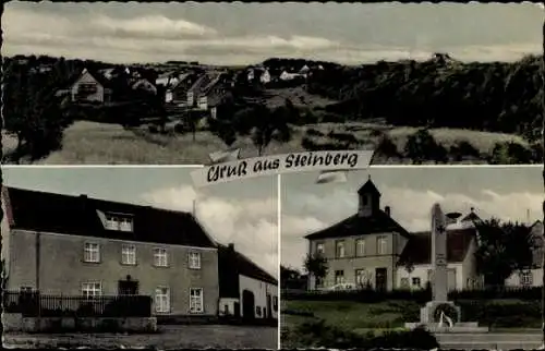 Ak Steinberg Deckenhardt St. Wendel im Saarland, Teilansicht, Kirche, Denkmal