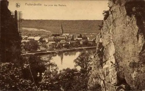 Ak Profondeville Wallonien Namur, Blick von den Felsen aus