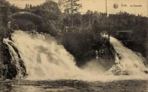 Ak Coo Stavelot Wallonien Lüttich, Wasserfall, Brücke