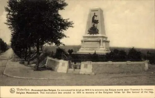 Ak Waterloo Wallonisch-Brabant, Denkmal der Belgier