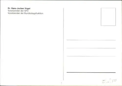 Ak Politiker Hans-Jochen Vogel, Oberbürgermeister von München, Portrait, Autogramm