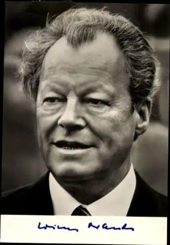 Ak Willy Brandt, Vorsitzender der SPD, Bundeskanzler, Porträt, Autogramm