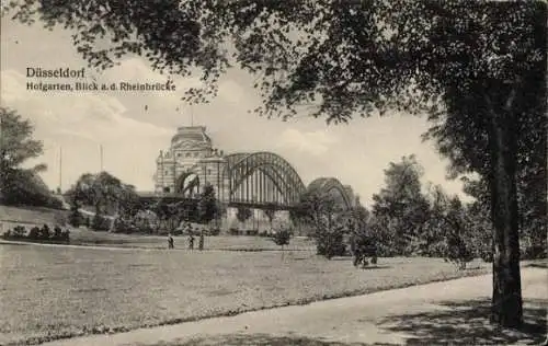 Ak Düsseldorf am Rhein, Hofgarten, Rheinbrücke