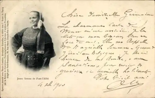 Ak Junge Frau aus Pont l'Abbe
