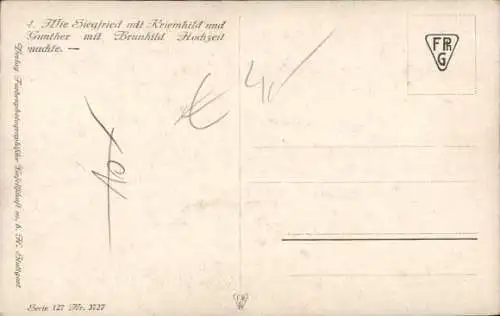 Künstler Ak Nibelungensage, Siegfried, Kriemhild, Gunther, Brunhild, Hochzeit