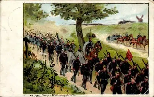 Ak Deutsche Soldaten beim Marschieren, Kaiserreich-Zeit