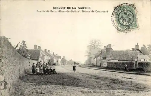 Ak Saint Mars la Brière Sarthe, Route de Connerre, Circuit de la Sarthe, Ausfahrt