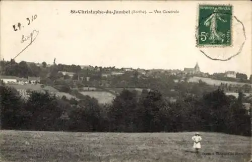 Ak Saint Christophe-du-Jambet Sarthe, Gesamtansicht