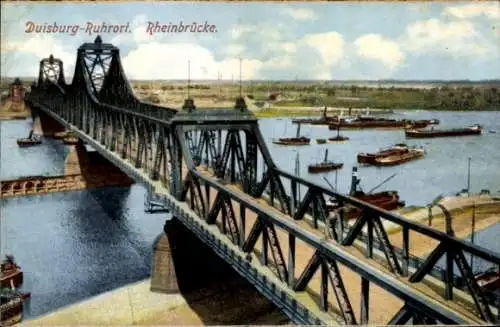 Ak Ruhrort Duisburg im Ruhrgebiet, Rheinbrücke