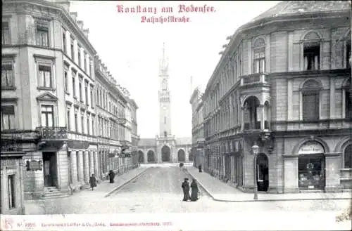 Ak Konstanz am Bodensee, Bahnhofstraße mit Blick zum Bahnhof