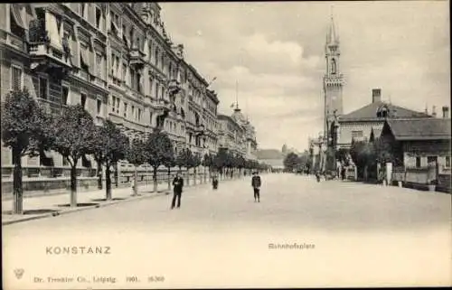 Ak Konstanz am Bodensee, Bahnhofsplatz
