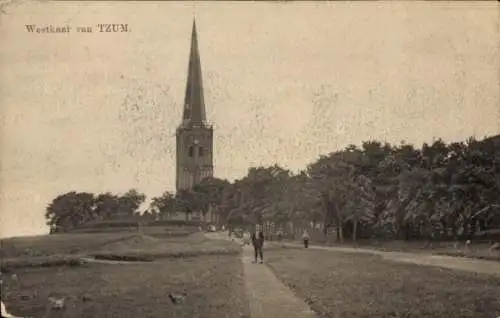 Ak Tzum Waadhoeke Friesland Niederlande, Westkant, Kirchturm