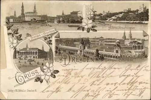 Litho Dresden, Altstadt, Königlicher Zwinger, Johanneum, Albrechtschlösser