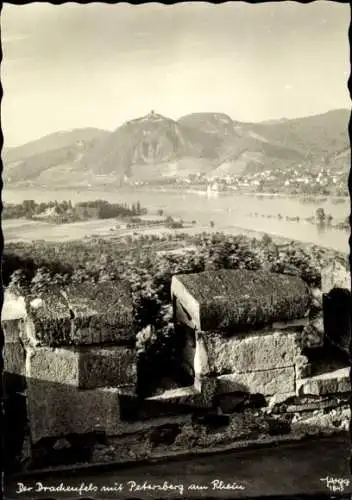 Ak Königswinter am Rhein, Drachenfels, Panorama, Petersberg