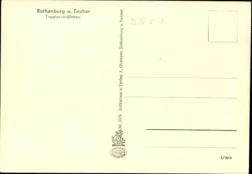 Ak Rothenburg ob der Tauber Mittelfranken, Tapplerschlößchen