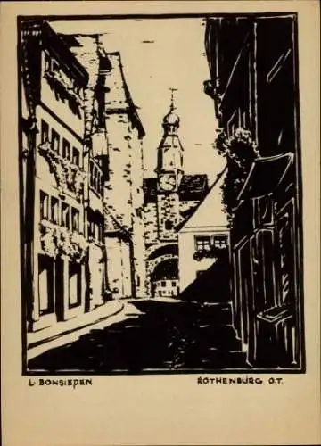 Künstler Ak L. Bonsiepen, Rothenburg ob der Tauber Mittelfranken, Straßenpartie