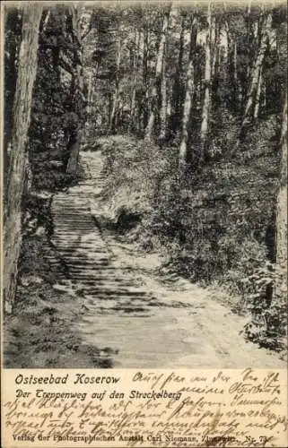 Ak Koserow an der Ostsee Usedom, Der Treppenweg auf dem Streckelberg