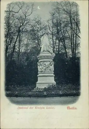 Mondschein Ak Berlin Tiergarten, Denkmal Königin Louise